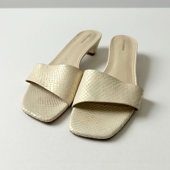 Reformation Christina Slide Sandal in Almond Snake Emboss Size 7 - Picture 2 of 8